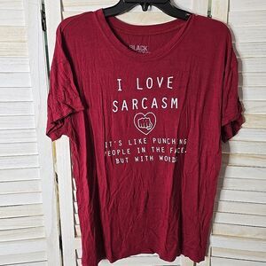 Black Matter Mens T Shirt L Red - I Love Sarcasm - Funny Sarcastic Offensive